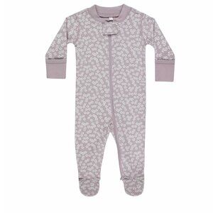 Quincy Mae Zip Long Sleeve Sleeper Footie In Lavender Ditsy